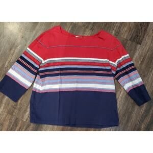 Classic Element Y2K 𝅺3/4 sleeve Multicolor Striped Shirt Plus Size 18